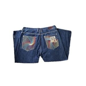 COOGI Australia Kings Of Color  Embroidered Artwork Jeans Pants  42x35" Mens VTG